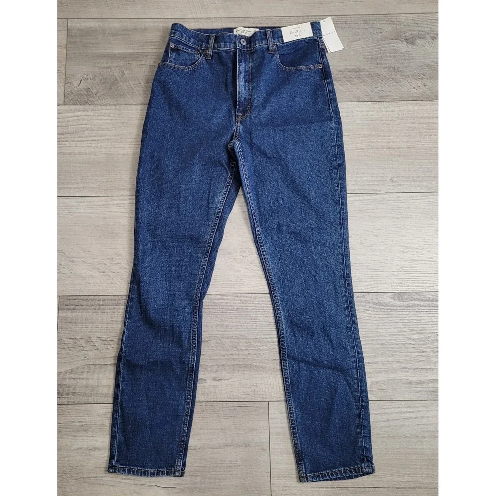 👖NWT Abercrombie‎ Fitch Jeans Womens 28/6L Medium Wash The Skinny Stretch Denim